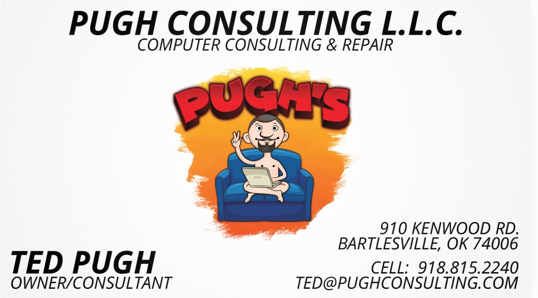 Pugh Consulting L.L.C. business card for Ted Pugh
